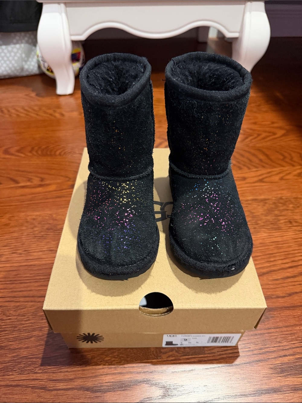 Toddler girl UGG Black Glitter Suede Kids Winter Boots